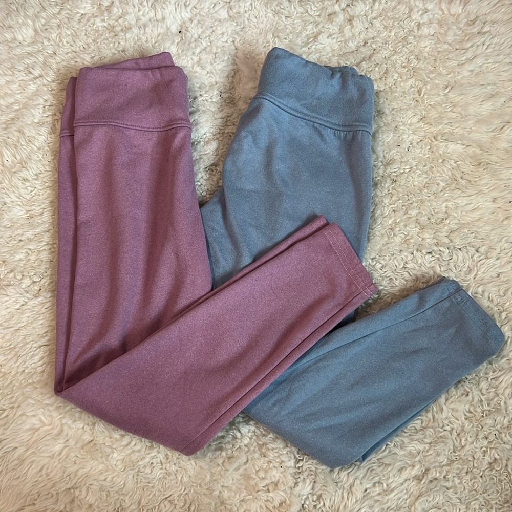 EC - Girls Lavender Leggings Set of 2 - high-waisted, fleece winter